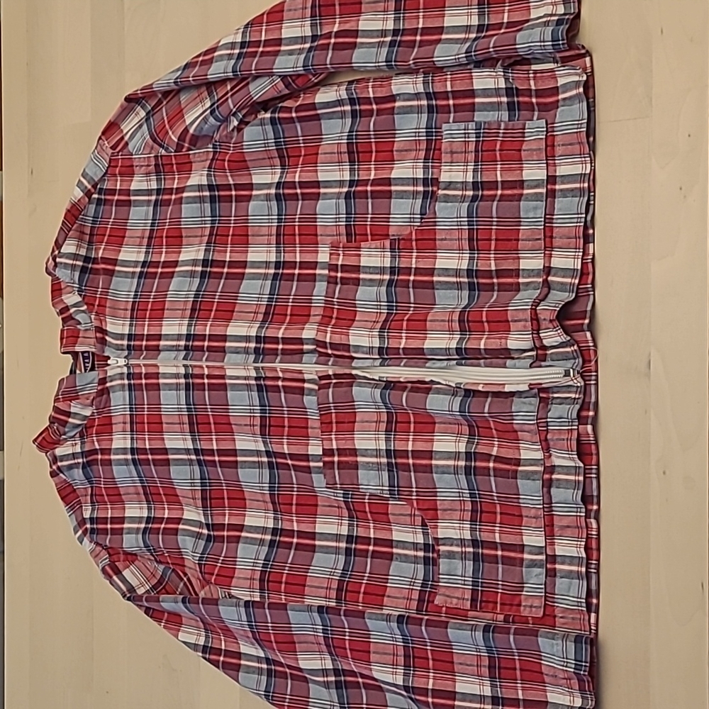 LIKE NEW 90s Erika & Co. Red plaid Flannel Hoodie with Pockets